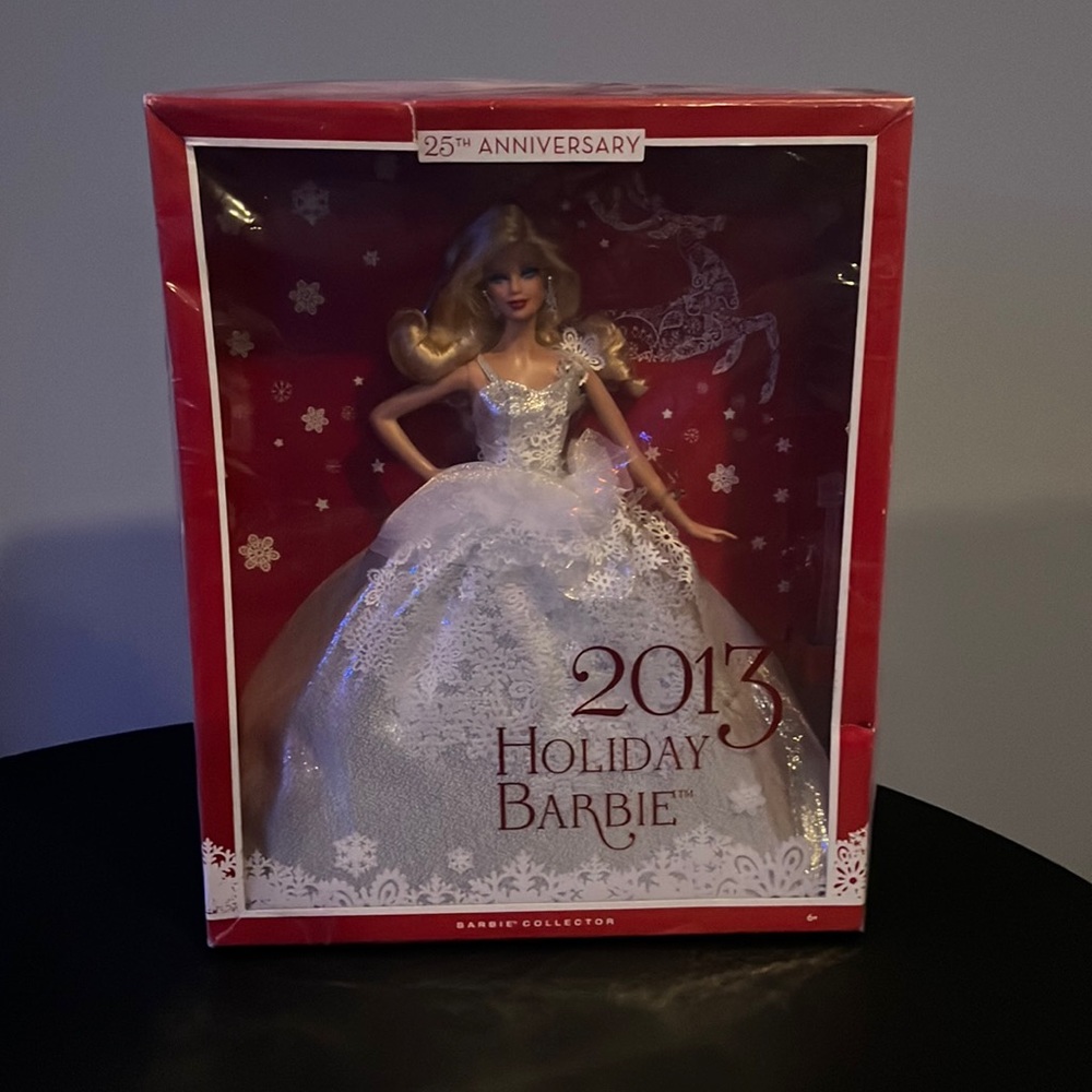 NIB 25th Anniversary Holiday collector Barbie from 2013 with silver dress
